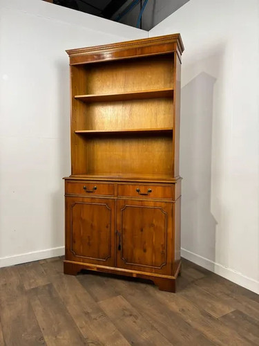 Reproduction yew wood bookcase - yew,