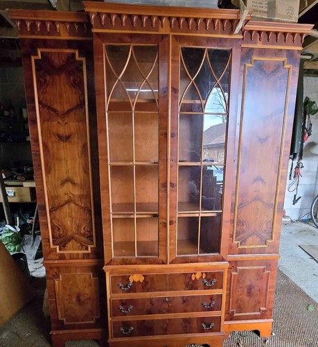 Antique book case yew - case,