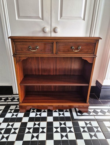 Vintage yew wood bookcase with - bookcase,