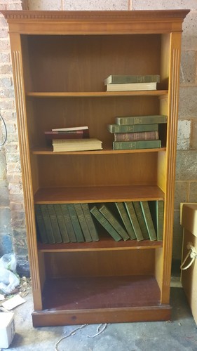 Yew veneer bookcase - bookcase, /